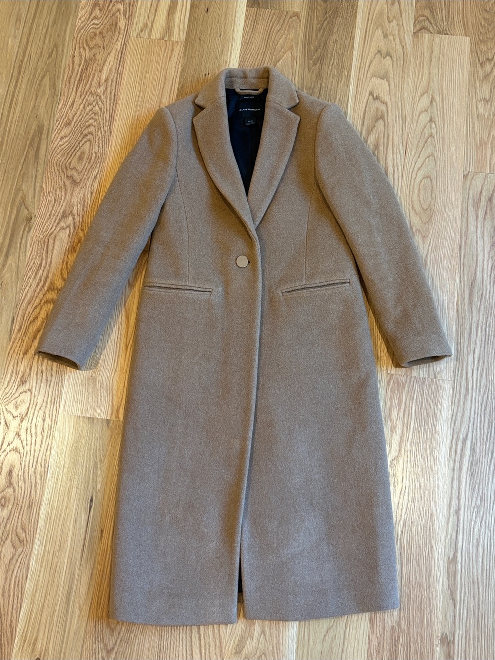 Club Monaco Wool Blend Single-Button Long Coat - Camel